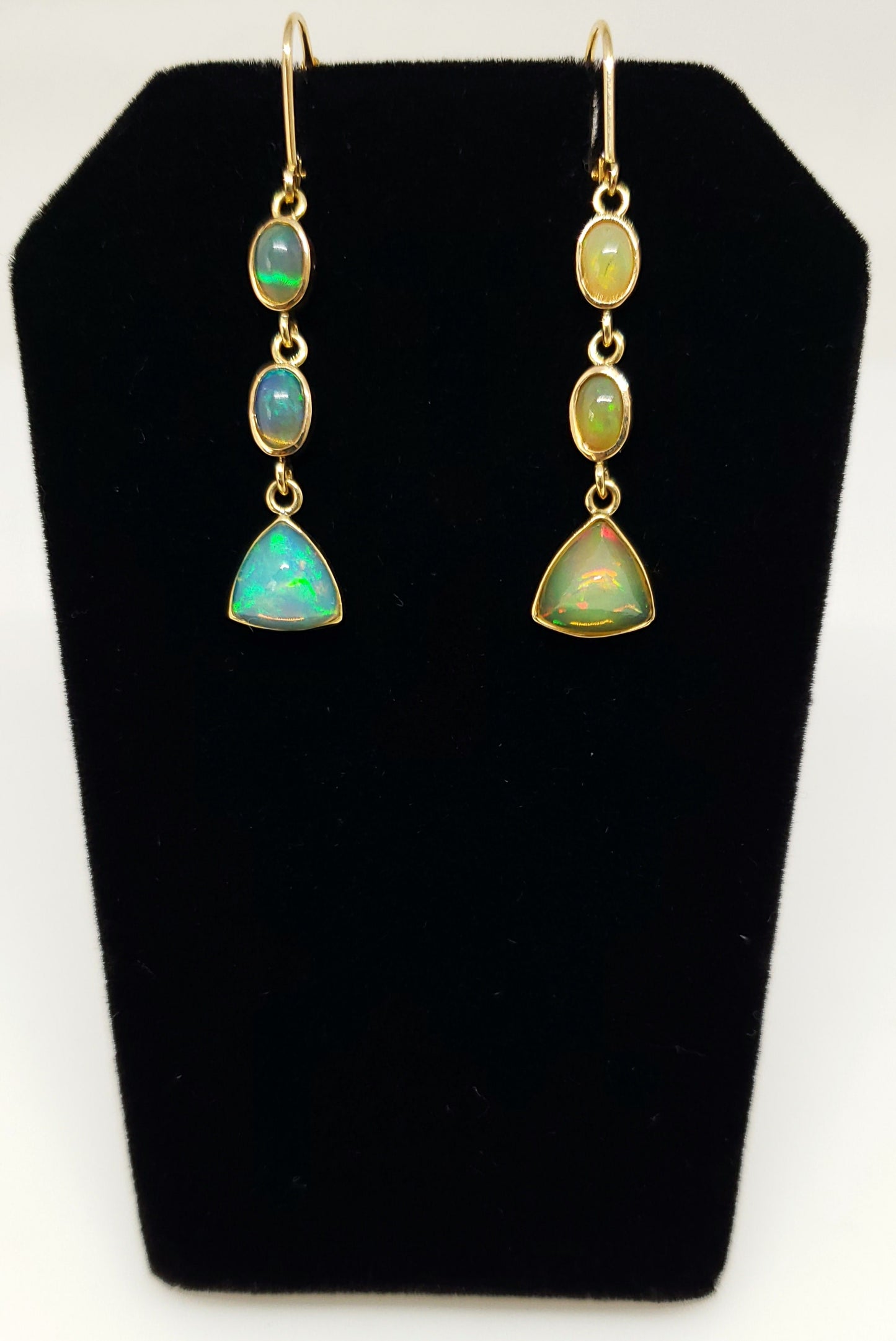 Ethiopian Opal Earrings 14k Gold #128