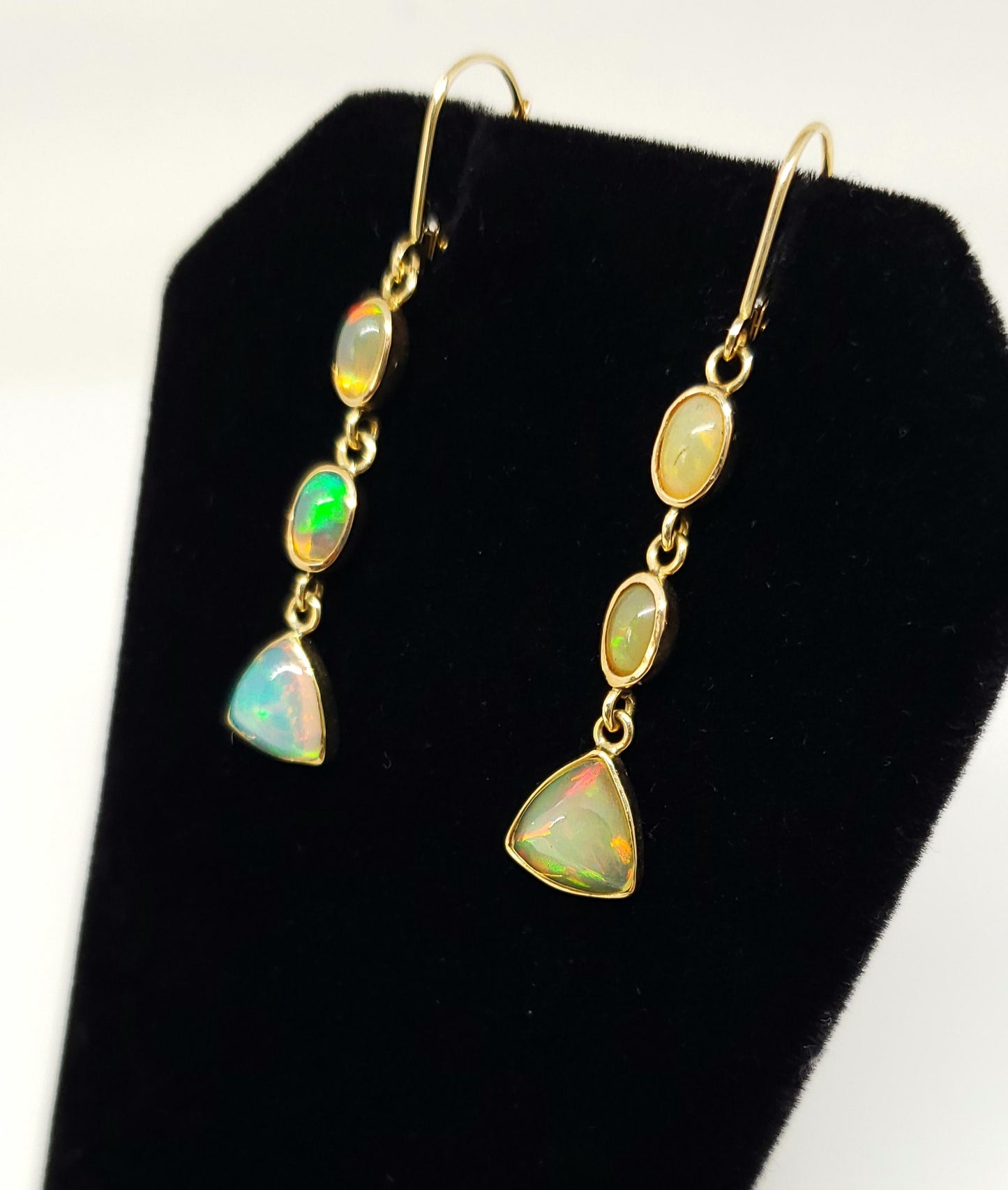 Ethiopian Opal Earrings 14k Gold #128