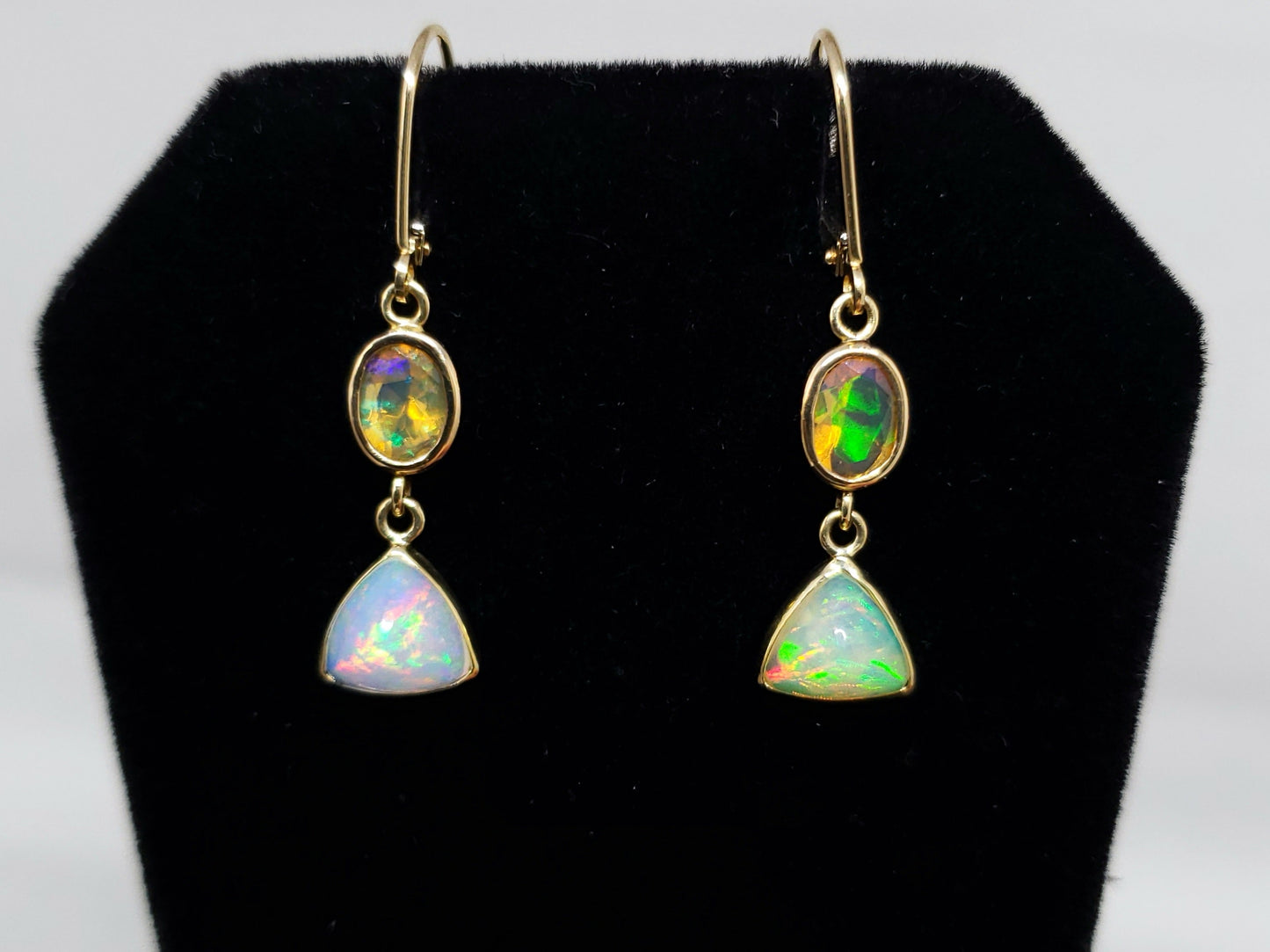 Ethiopian Opal Earrings 14k Gold #129