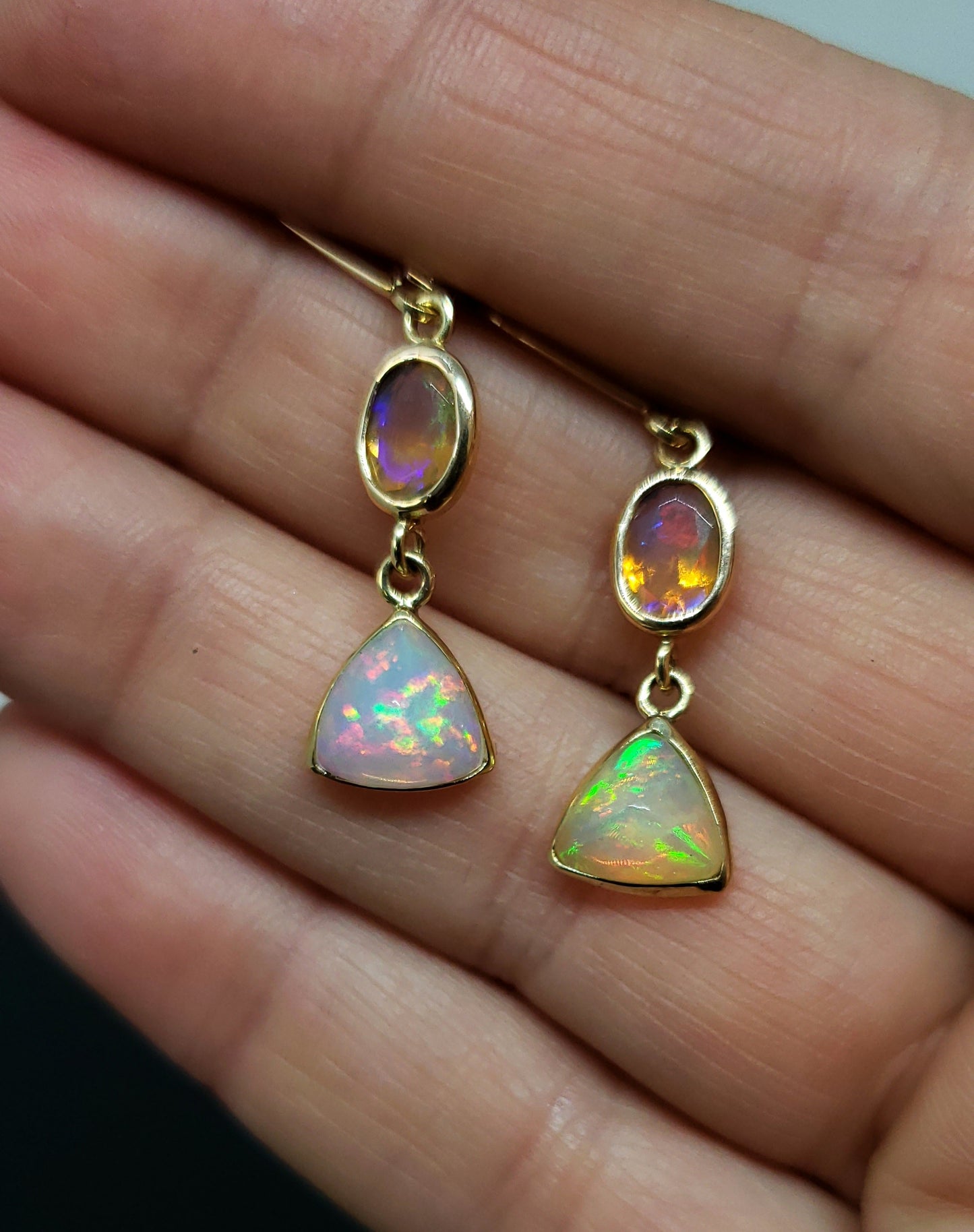 Ethiopian Opal Earrings 14k Gold #129