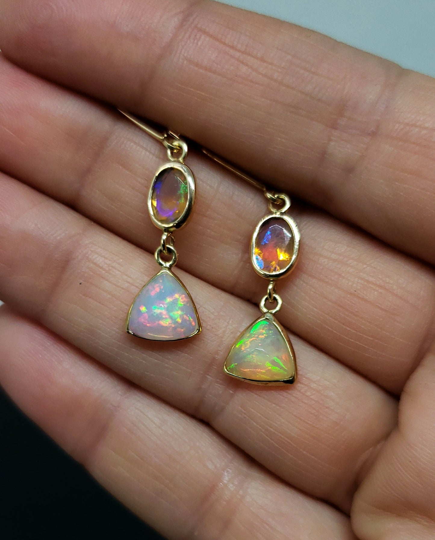 Ethiopian Opal Earrings 14k Gold #129