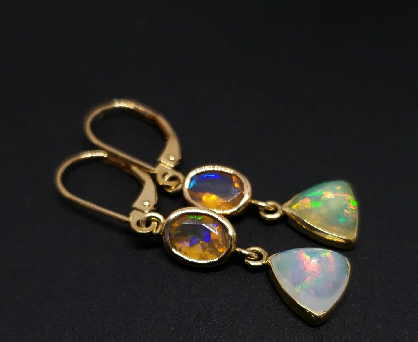 Ethiopian Opal Earrings 14k Gold #129