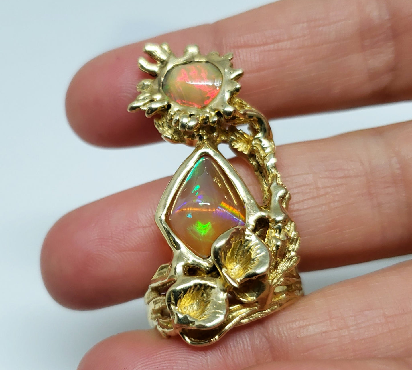 Opal Ring 14 Karat Gold Statement Jewelry #134