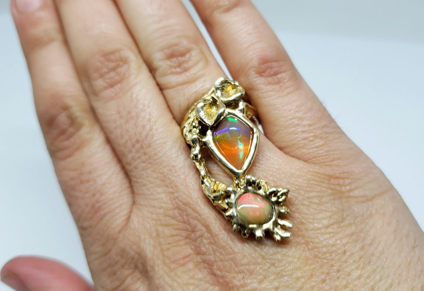 Opal Ring 14 Karat Gold Statement Jewelry #134
