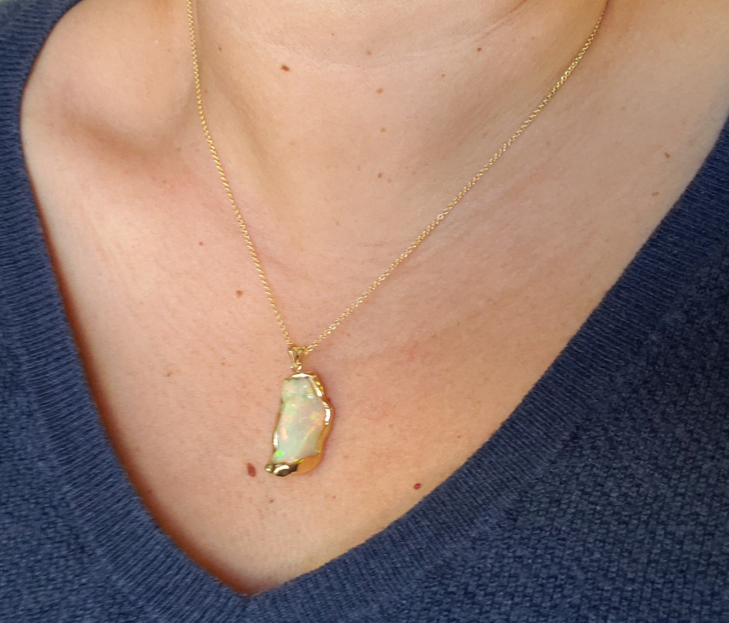 Carved Opal Pendant 14k Gold #137