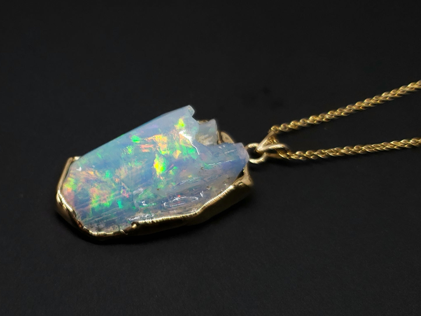 Carved Opal Pendant 14k Gold #139