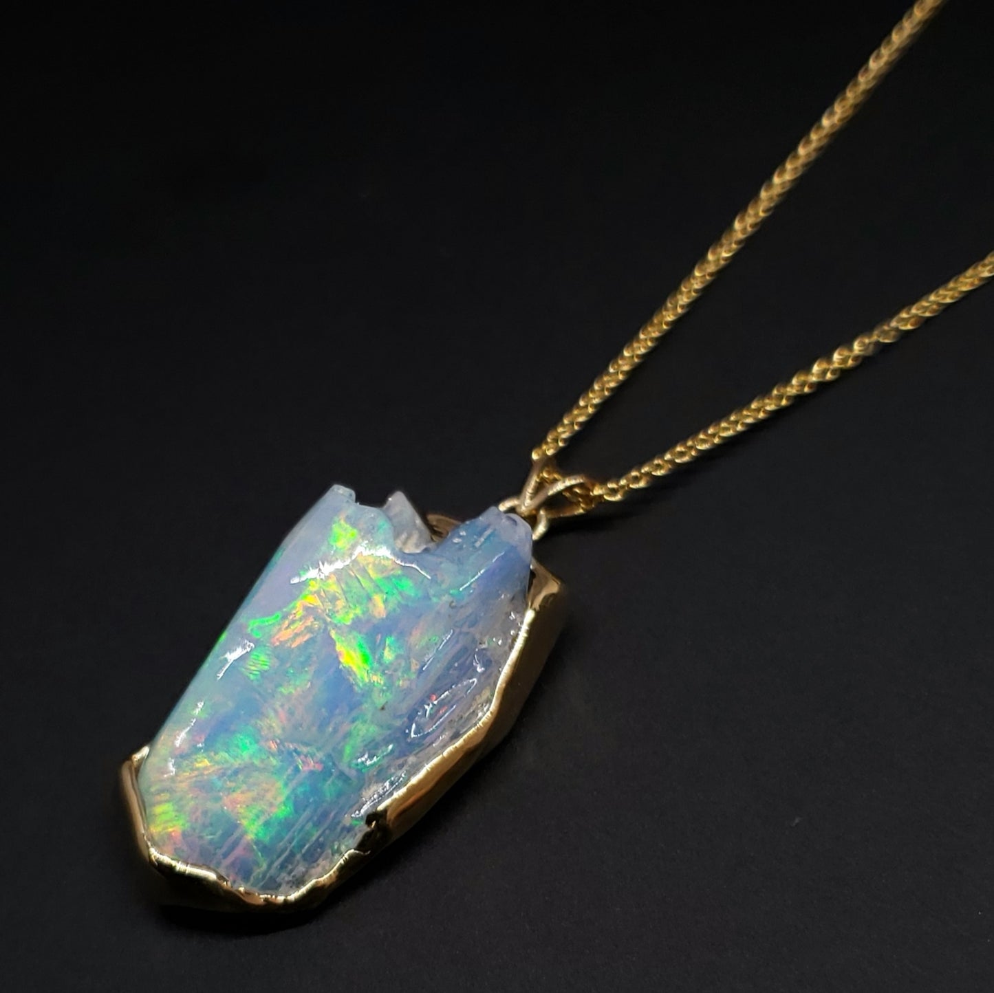 Carved Opal Pendant 14k Gold #139