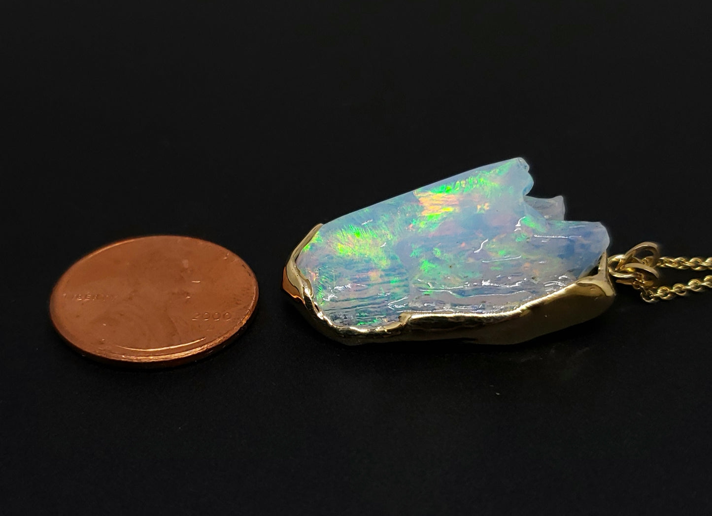 Carved Opal Pendant 14k Gold #139