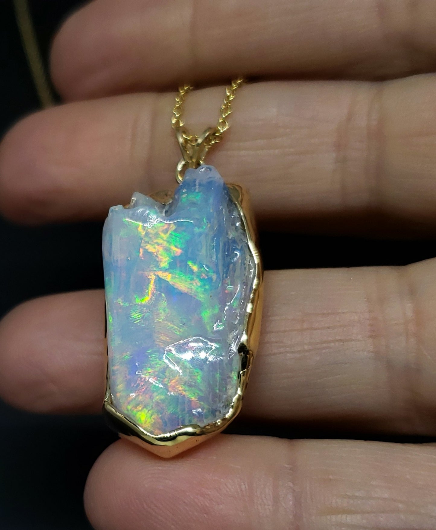 Carved Opal Pendant 14k Gold #139