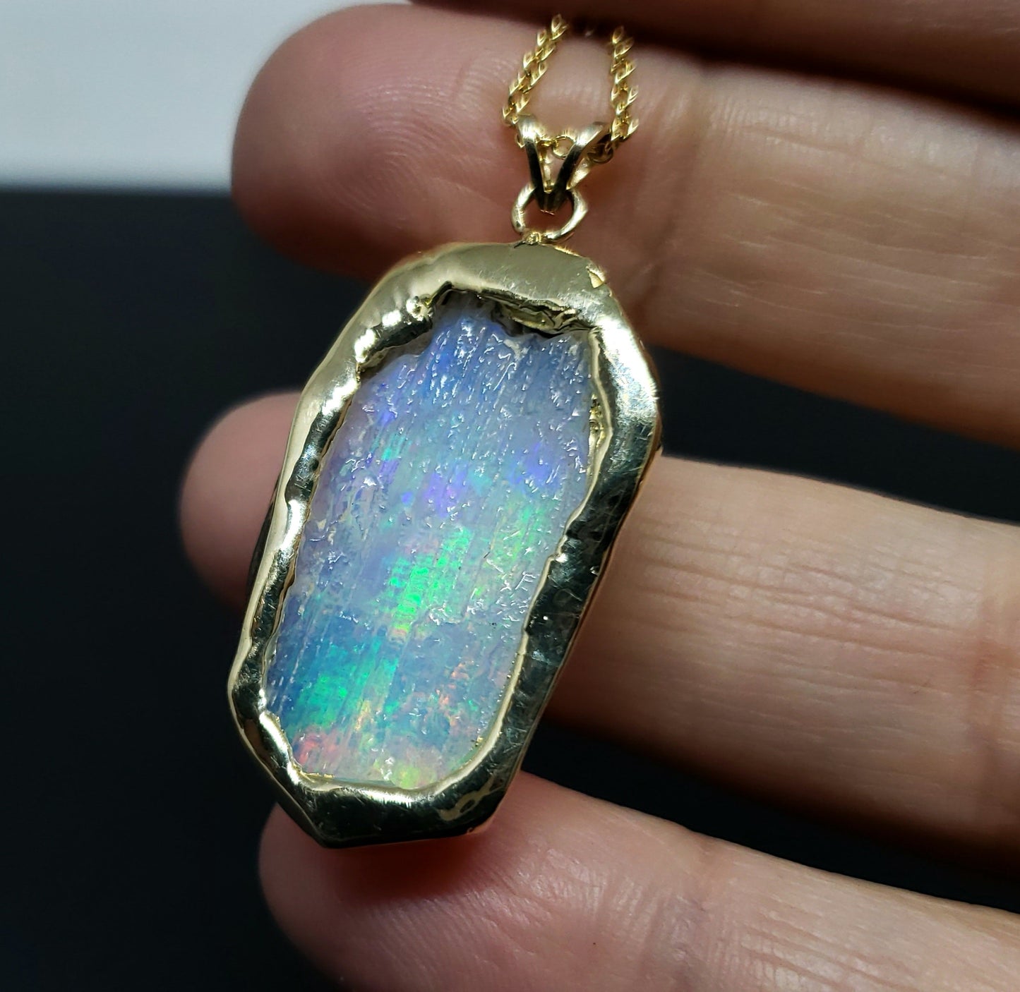Carved Opal Pendant 14k Gold #139