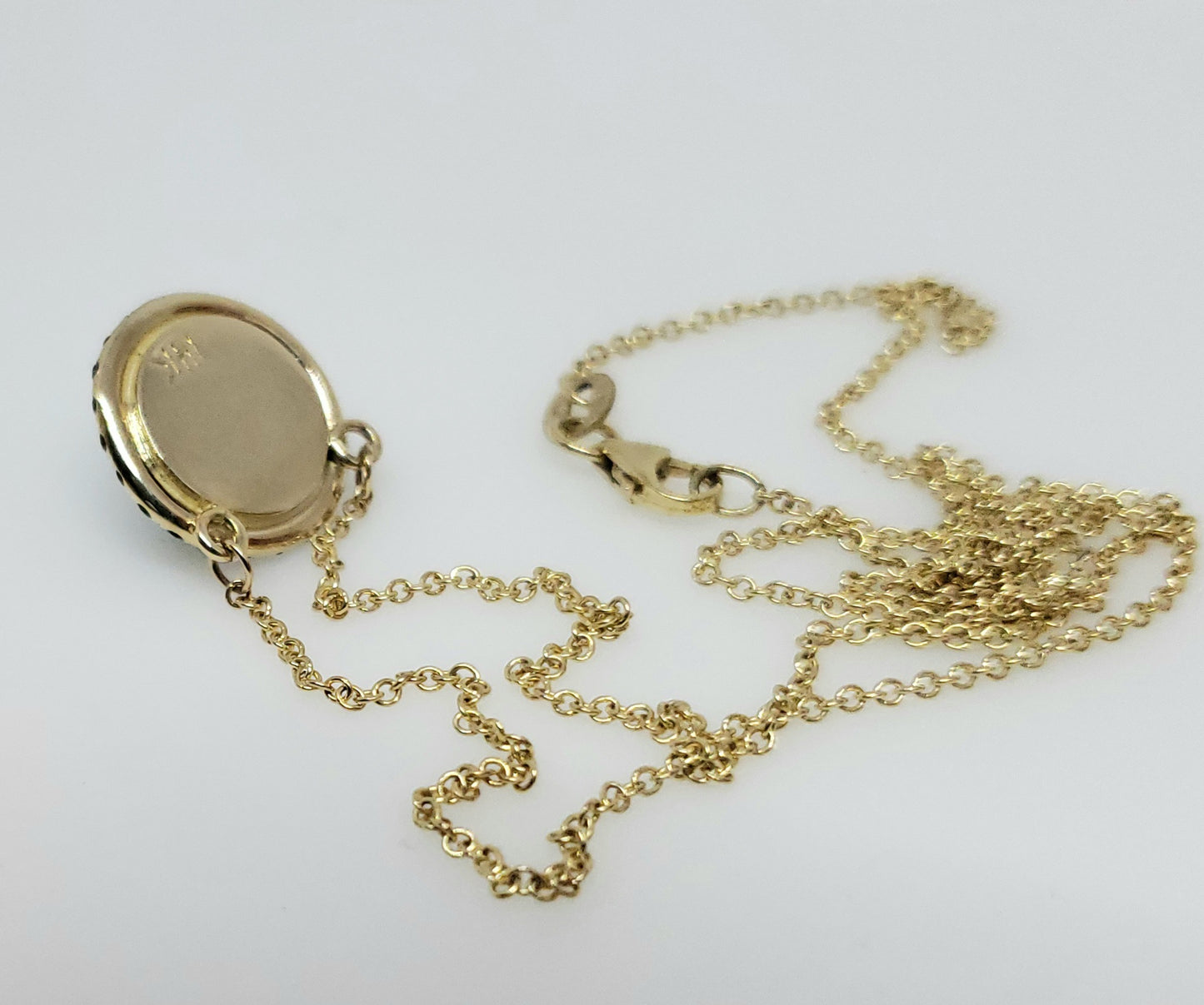 Blue Opal & Sapphire Pendant 14k Gold Necklace #162