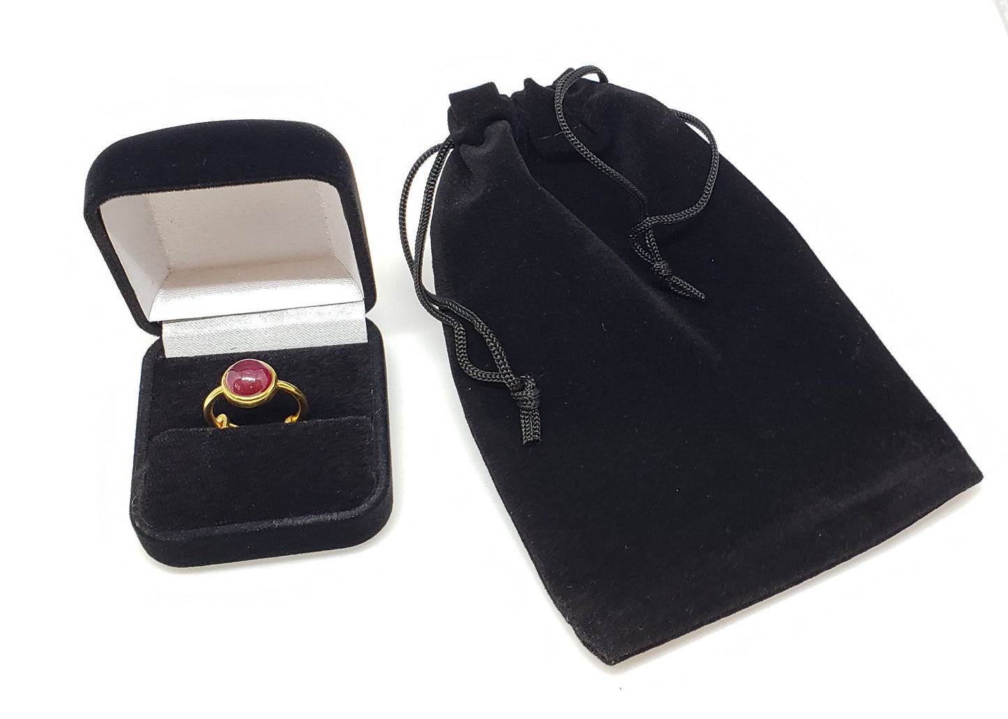 Red Ruby Ring - 24k Gold Plated - Adjustable Size  - Joy#172