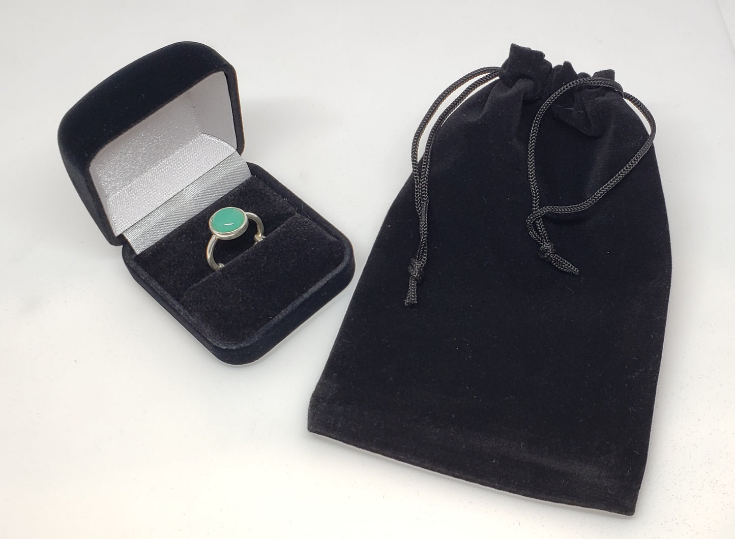 Green Chrysoprase Ring - Sterling Silver - Adjustable Size  - Joy#177