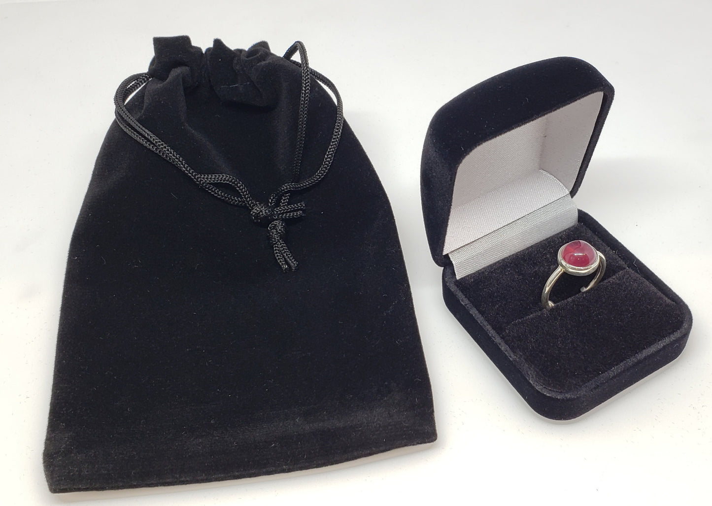 Red Ruby Ring - Sterling Silver - Adjustable Size  - Joy#179