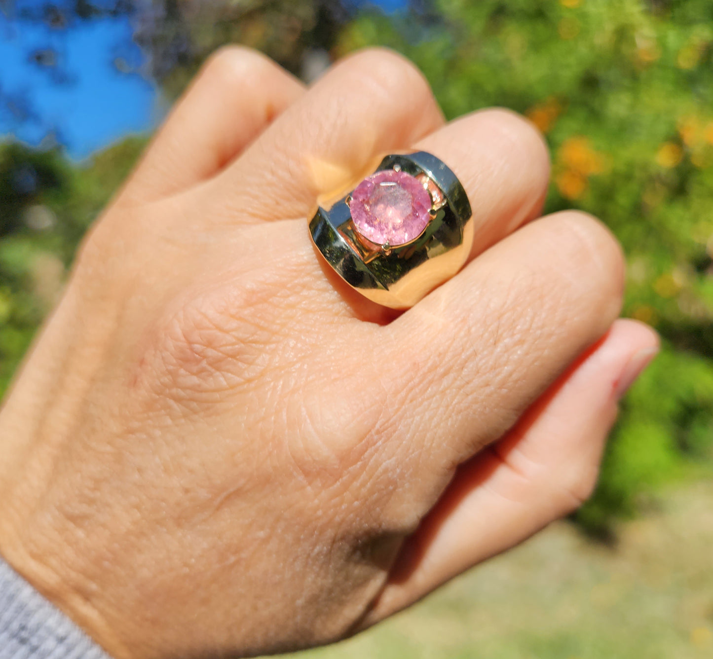 Pink Tourmaline Ring 14k Gold - Size 7 #344