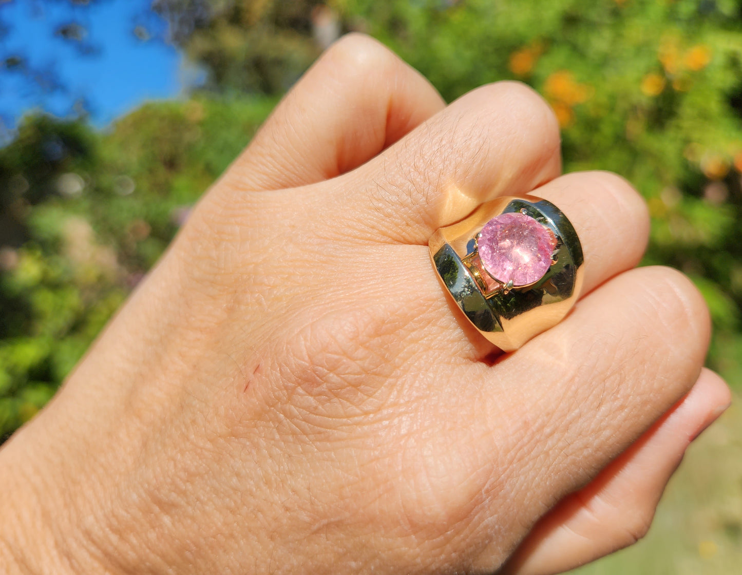 Pink Tourmaline Ring 14k Gold - Size 7 #344