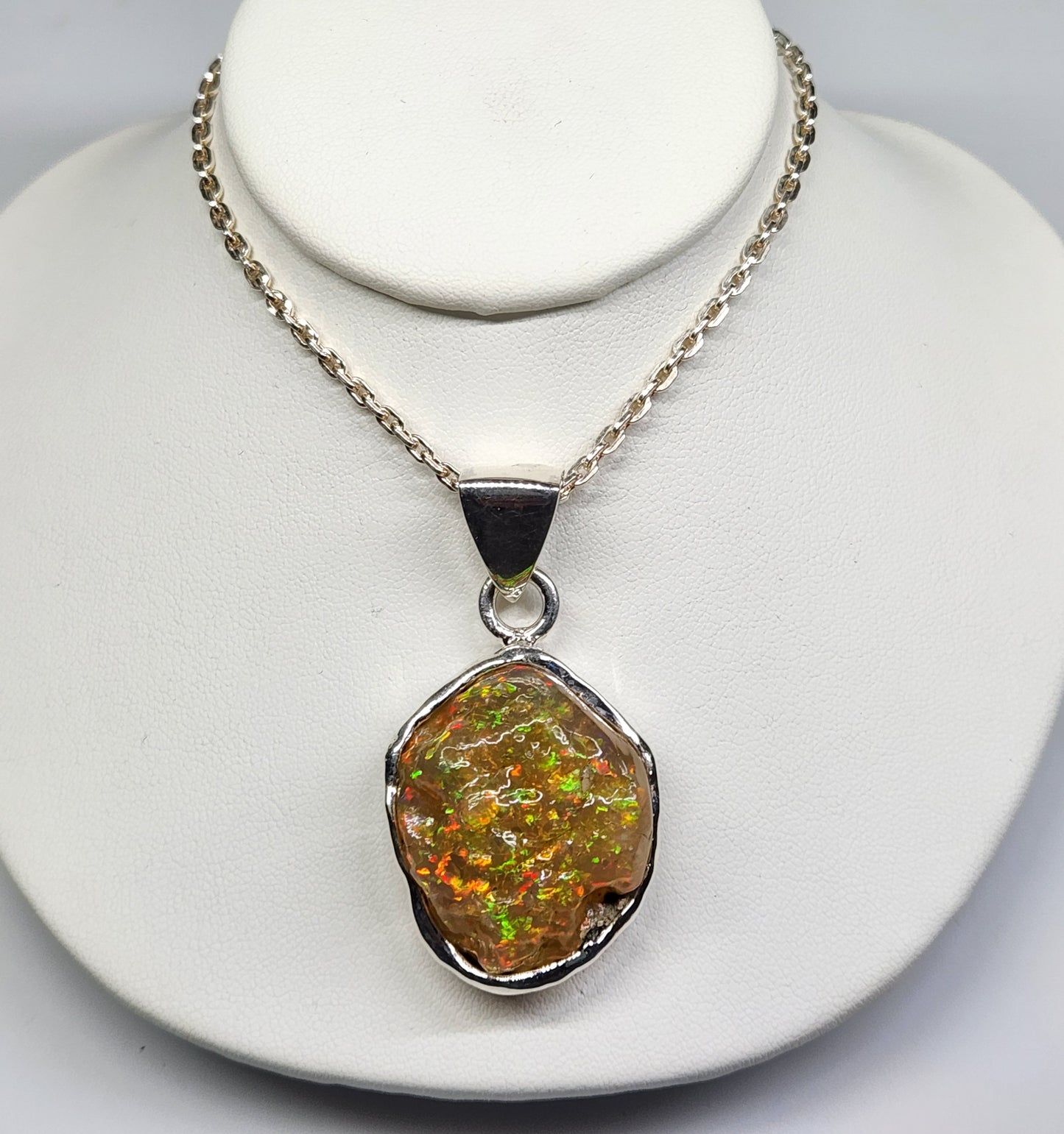 Natural Opal Specimen Pendant Sterling Silver #358