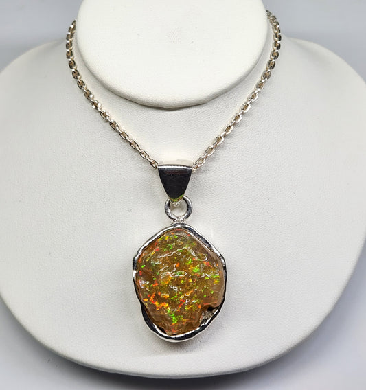 Natural Opal Specimen Pendant Sterling Silver #358