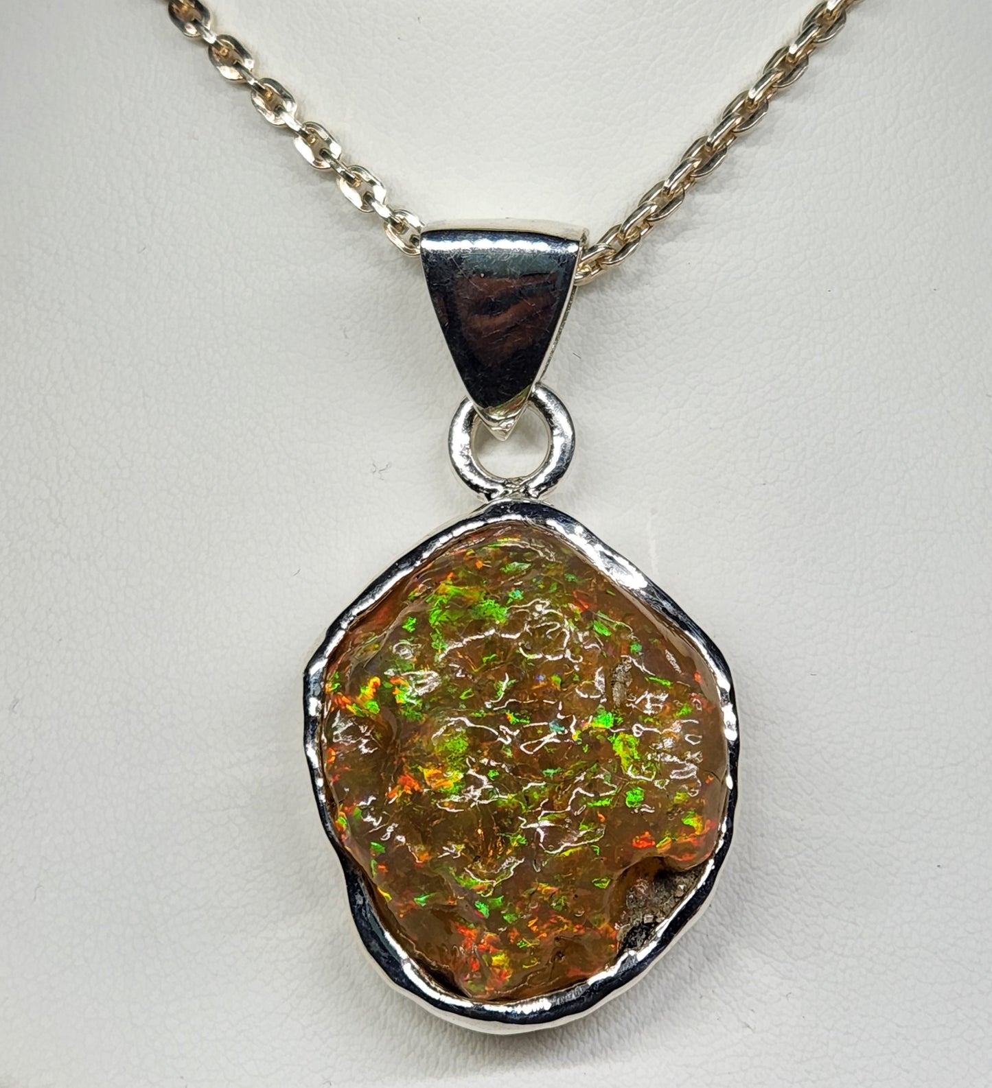 Natural Opal Specimen Pendant Sterling Silver #358