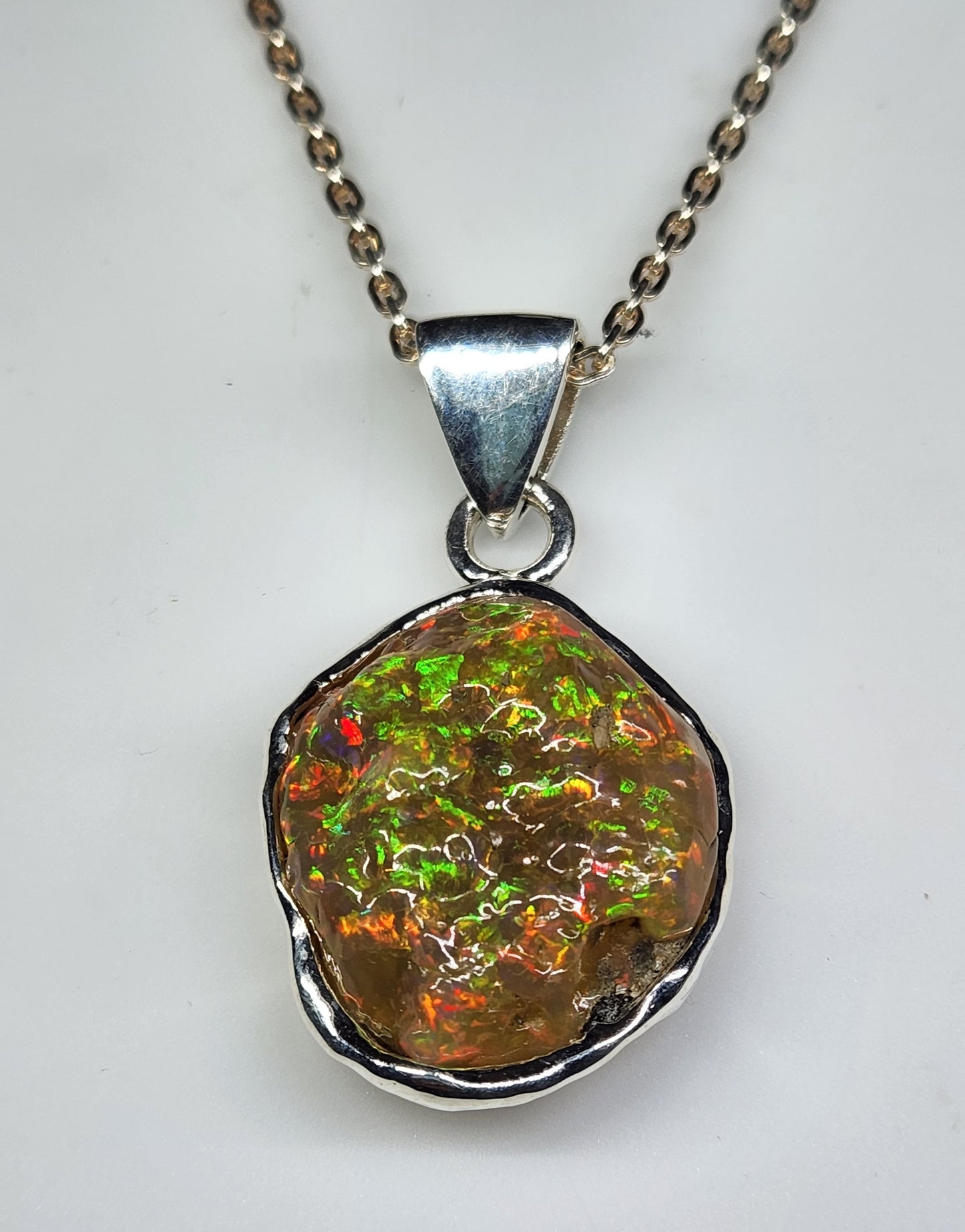 Natural Opal Specimen Pendant Sterling Silver #358