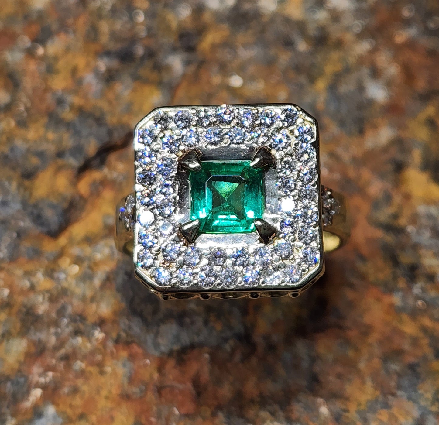 Emerald & Diamond Ring - 14k Gold Gemstone Jewelry #369