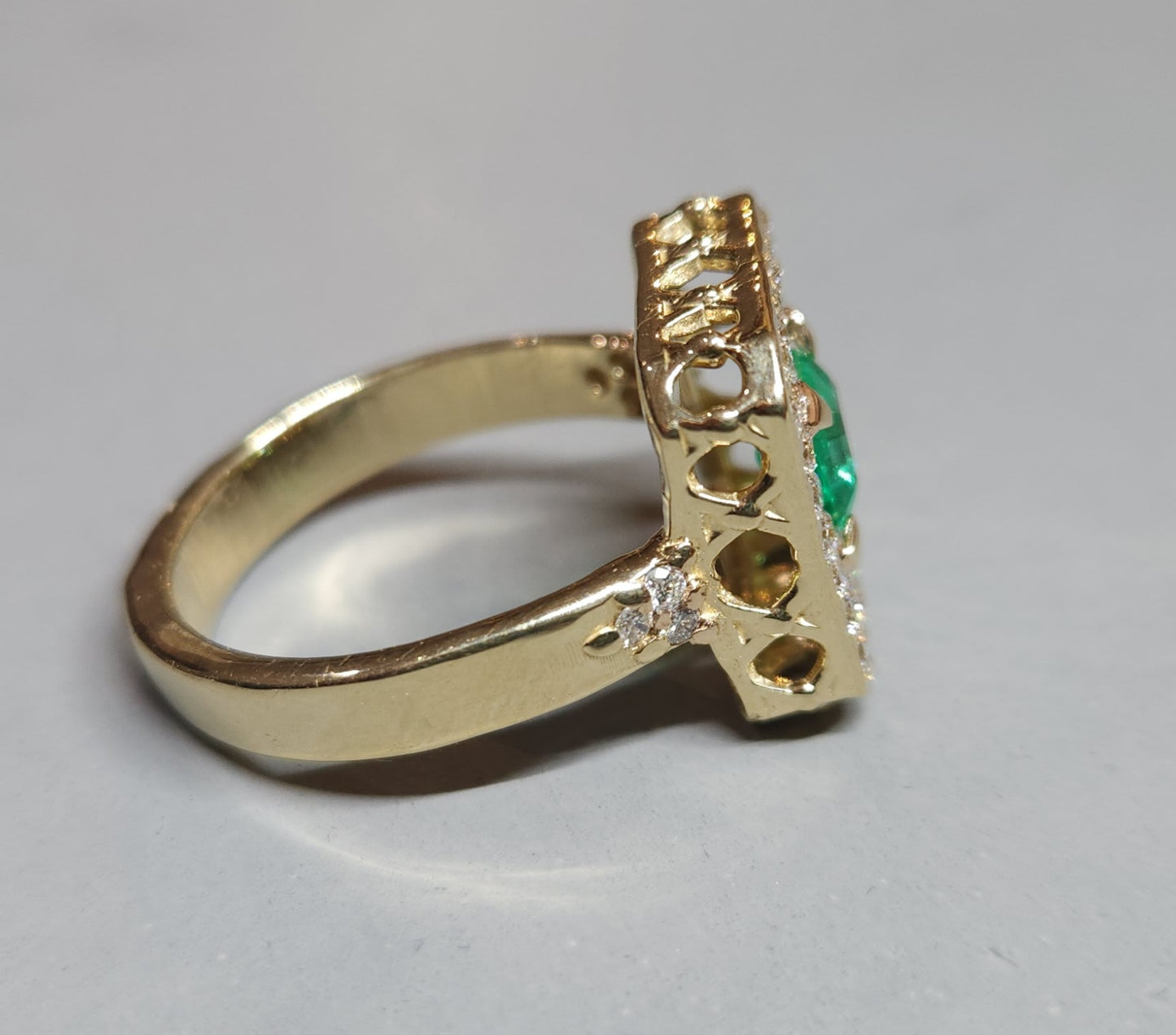 Emerald & Diamond Ring - 14k Gold Gemstone Jewelry #369