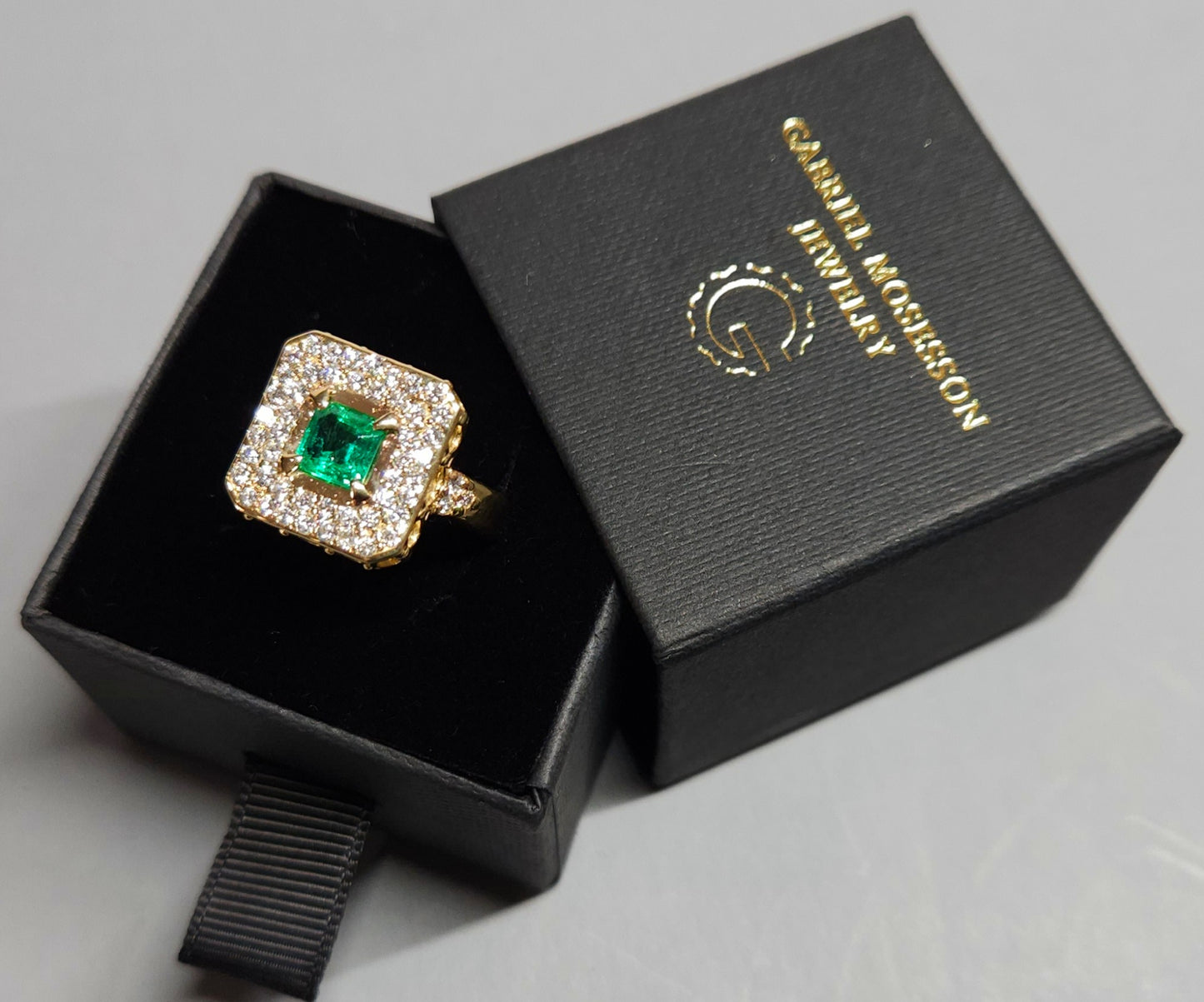 Emerald & Diamond Ring - 14k Gold Gemstone Jewelry #369