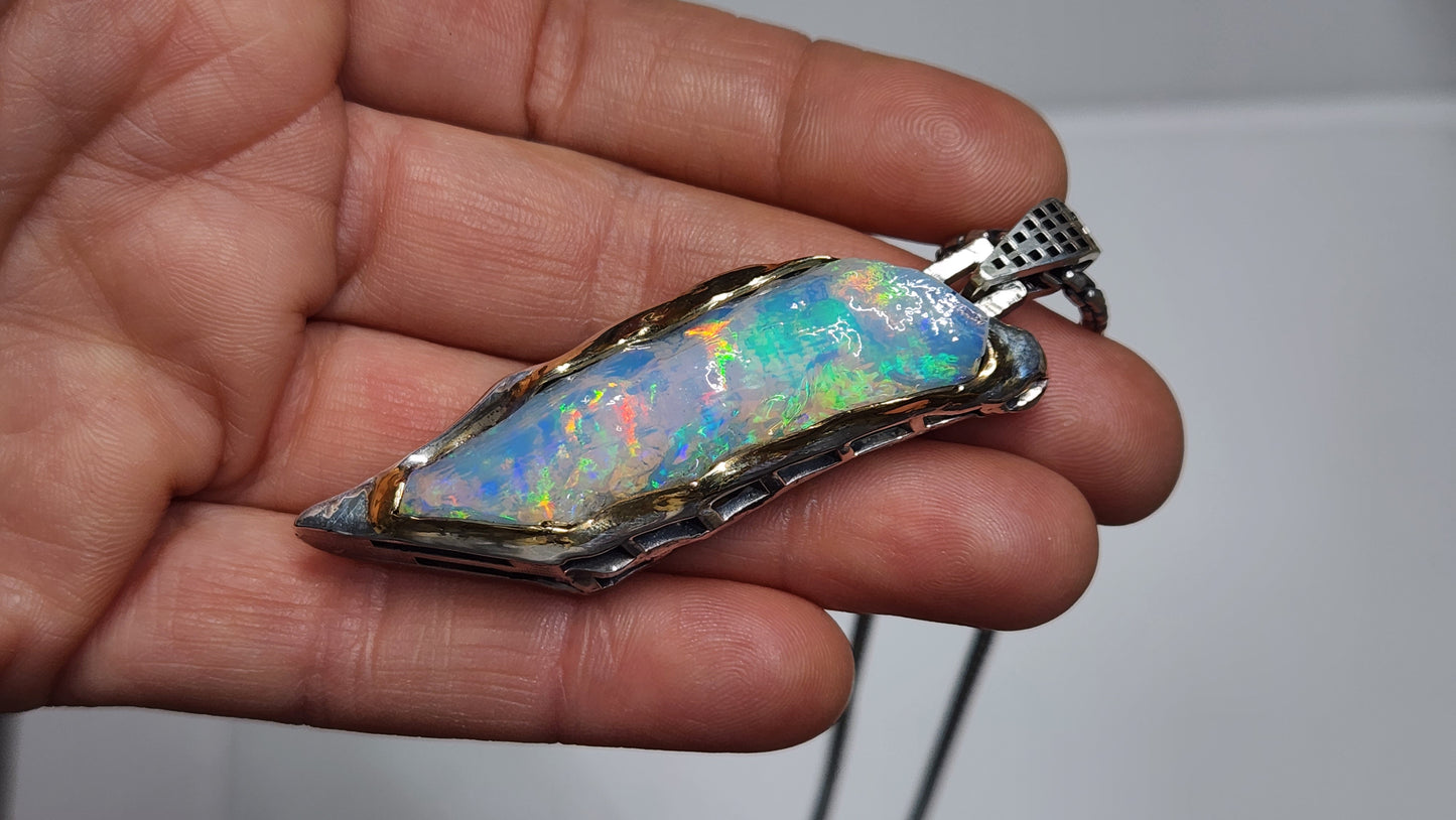 Carved Opal Pendant Sterling Silver #372