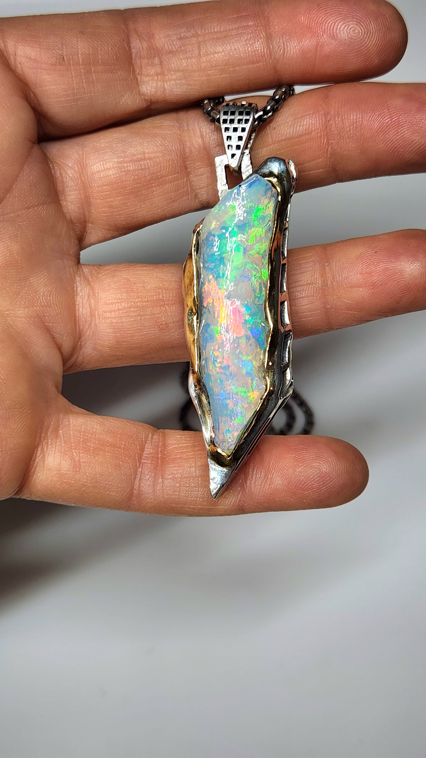 Carved Opal Pendant Sterling Silver #372