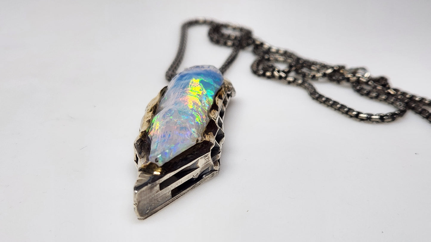 Carved Opal Pendant Sterling Silver #372