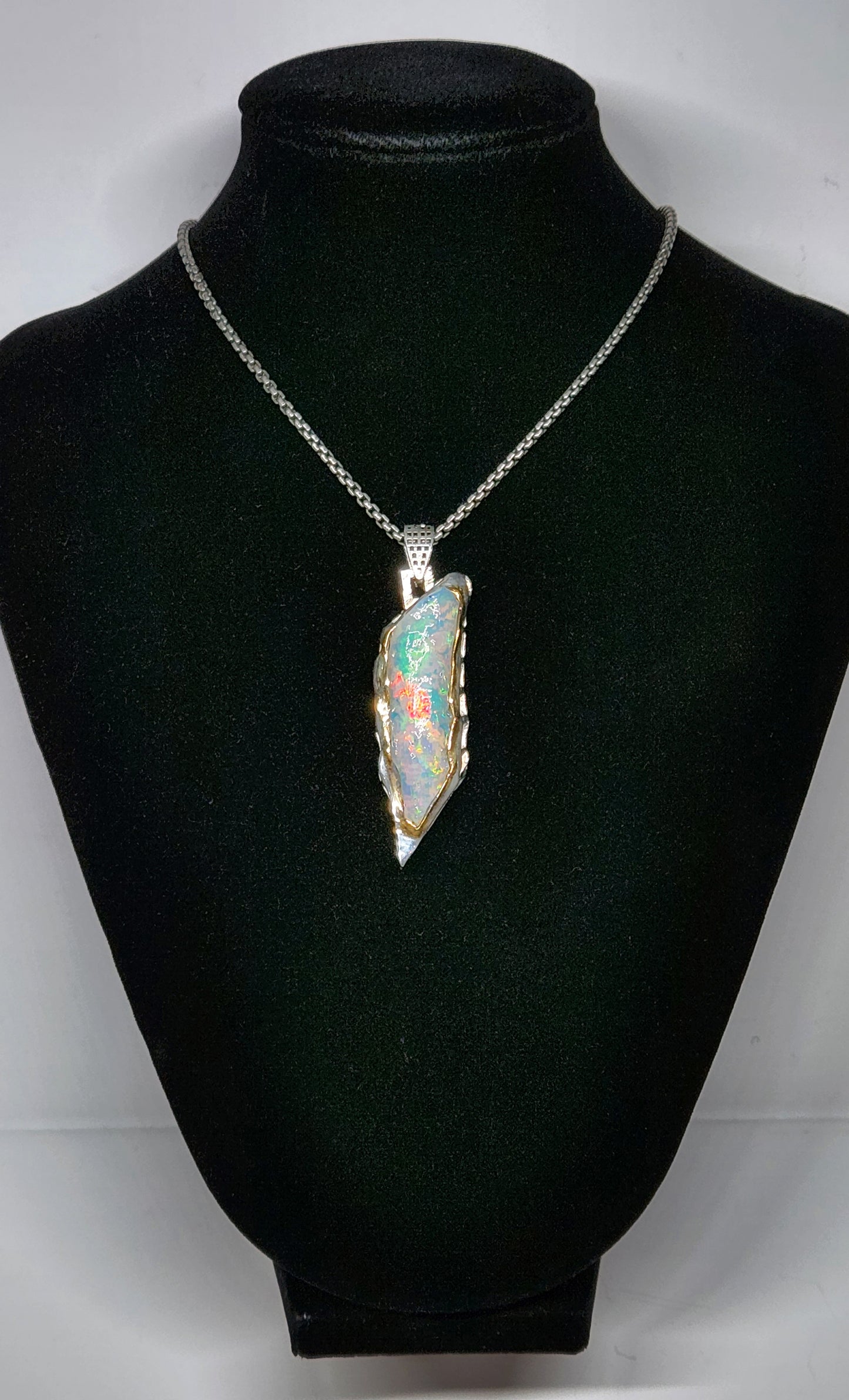 Carved Opal Pendant Sterling Silver #372