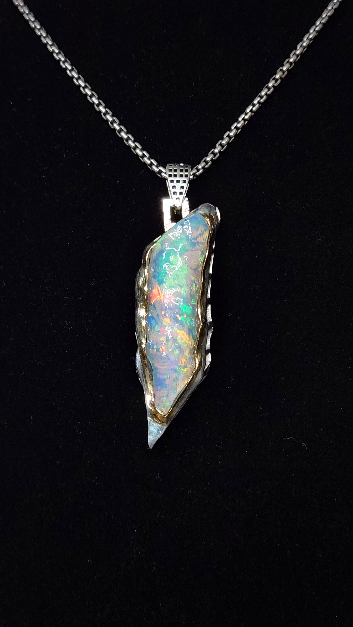Carved Opal Pendant Sterling Silver #372