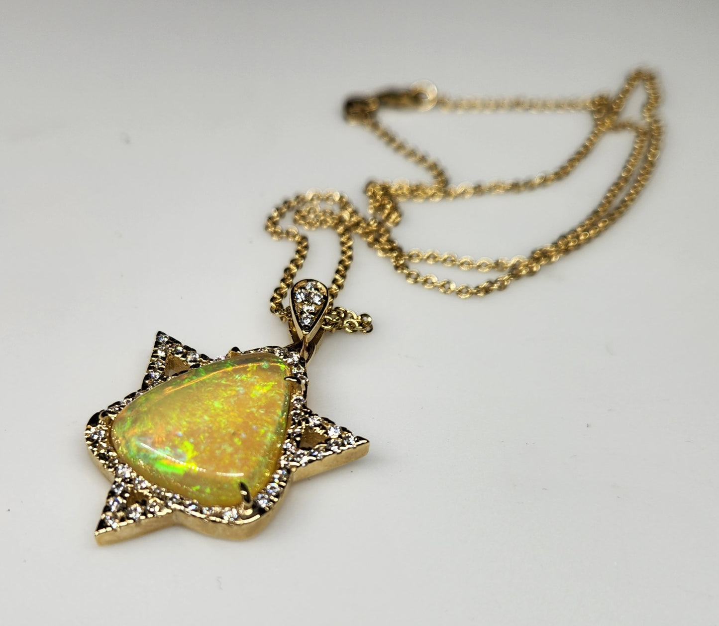Opal Star of David Pendant 14k Gold #380