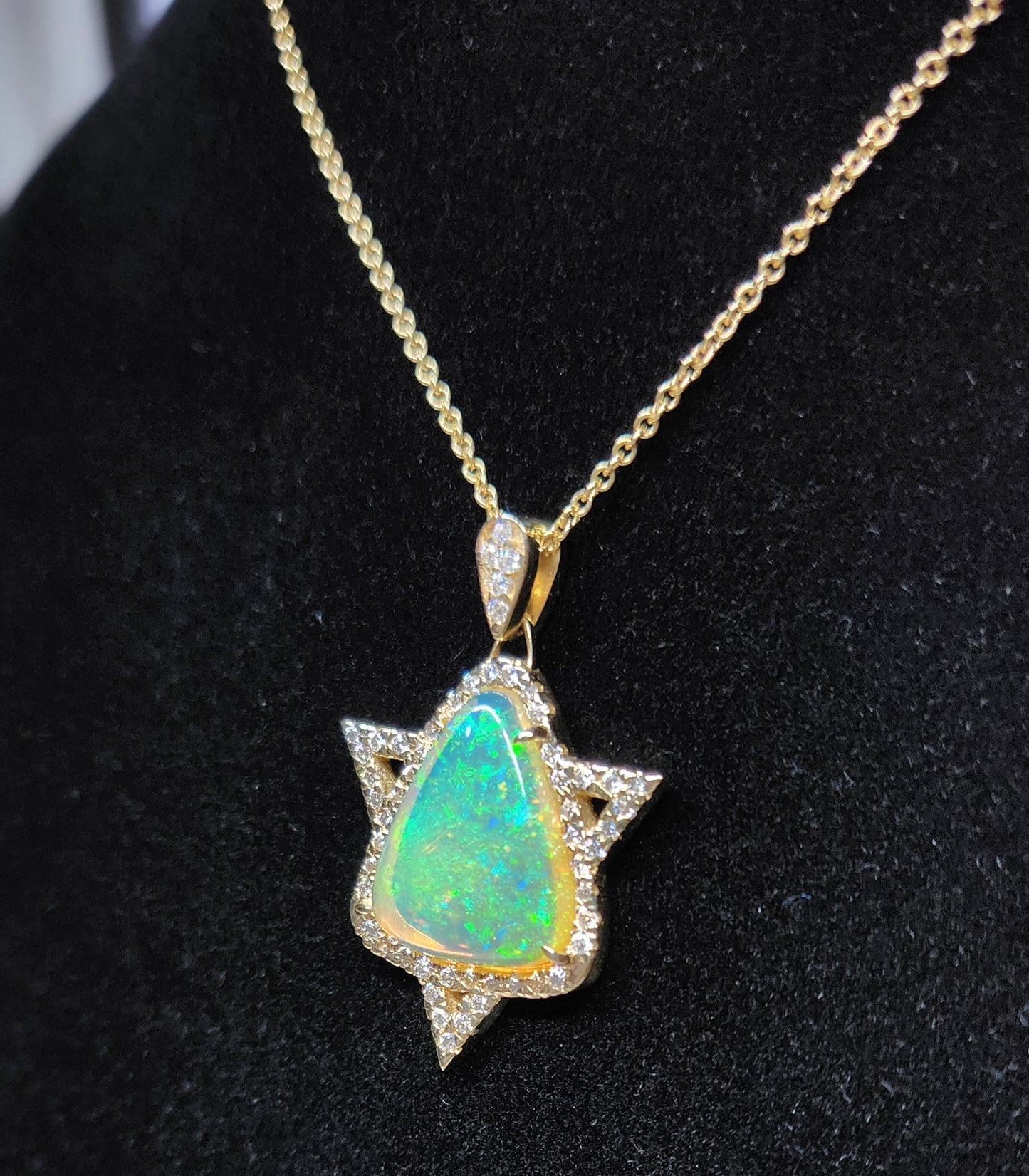 Opal Star of David Pendant 14k Gold #380