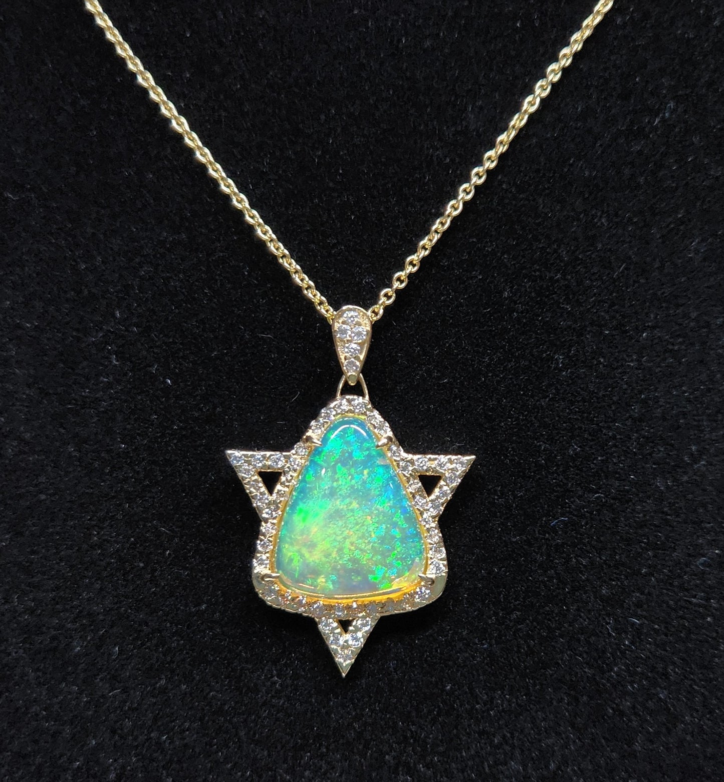 Opal Star of David Pendant 14k Gold #380