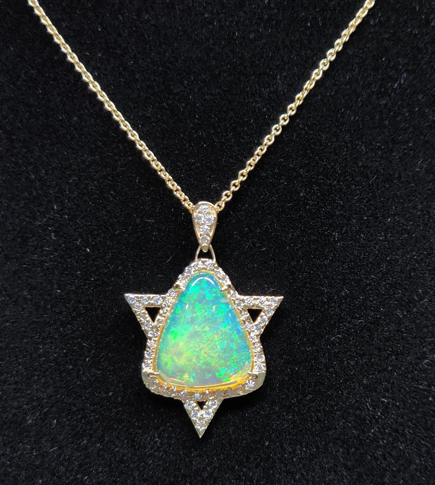 Opal Star of David Pendant 14k Gold #380