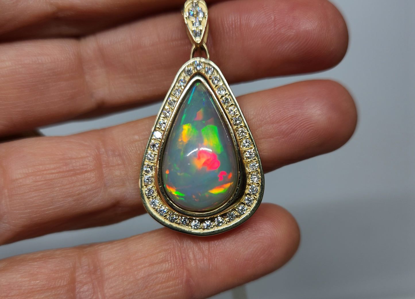 Opal & Diamond Pendant 14k Gold #381