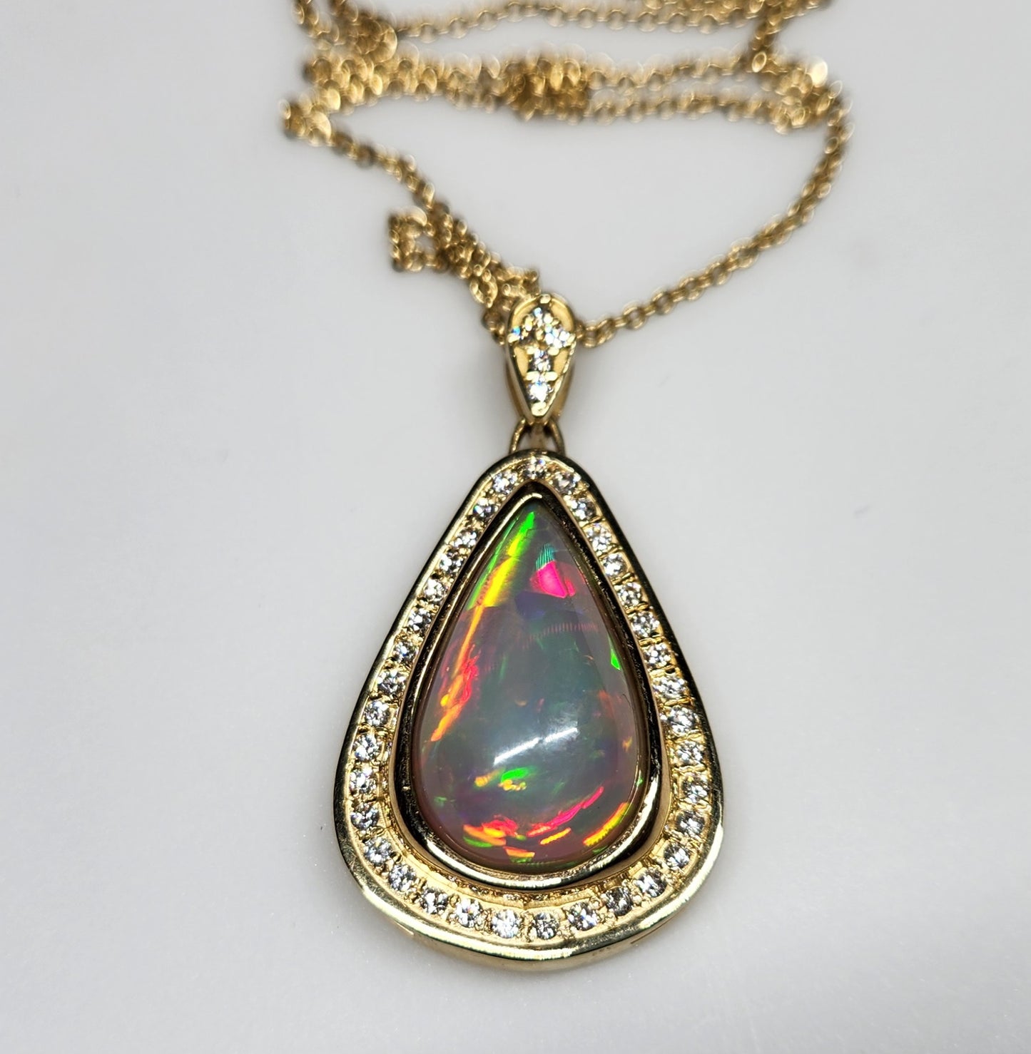 Opal & Diamond Pendant 14k Gold #381