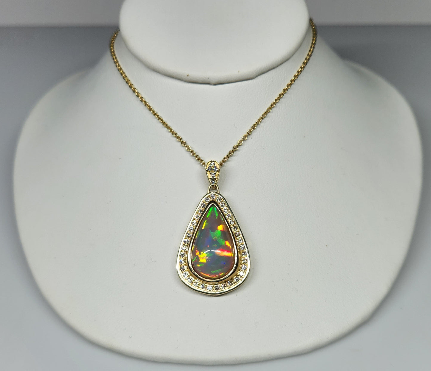 Opal & Diamond Pendant 14k Gold #381