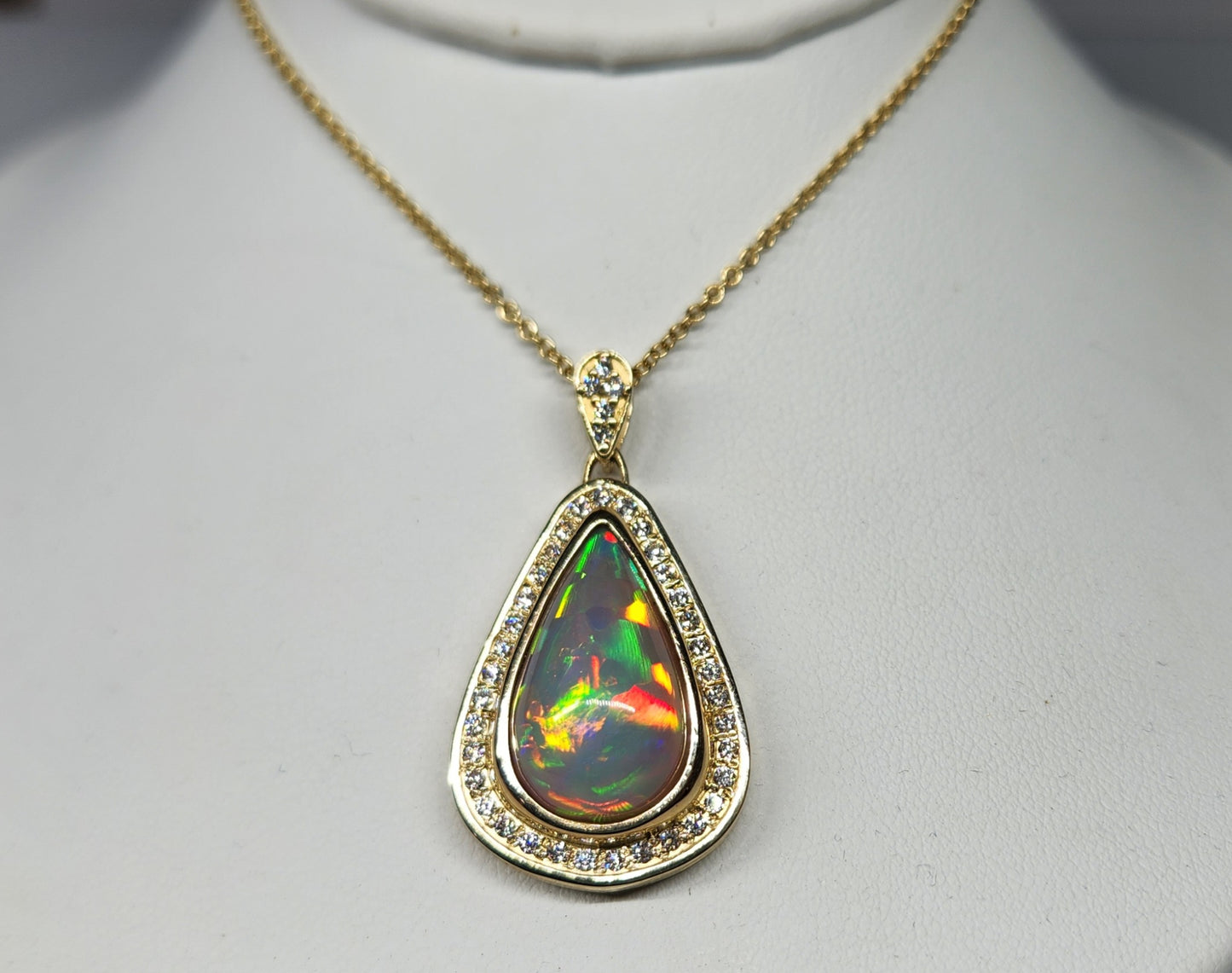Opal & Diamond Pendant 14k Gold #381