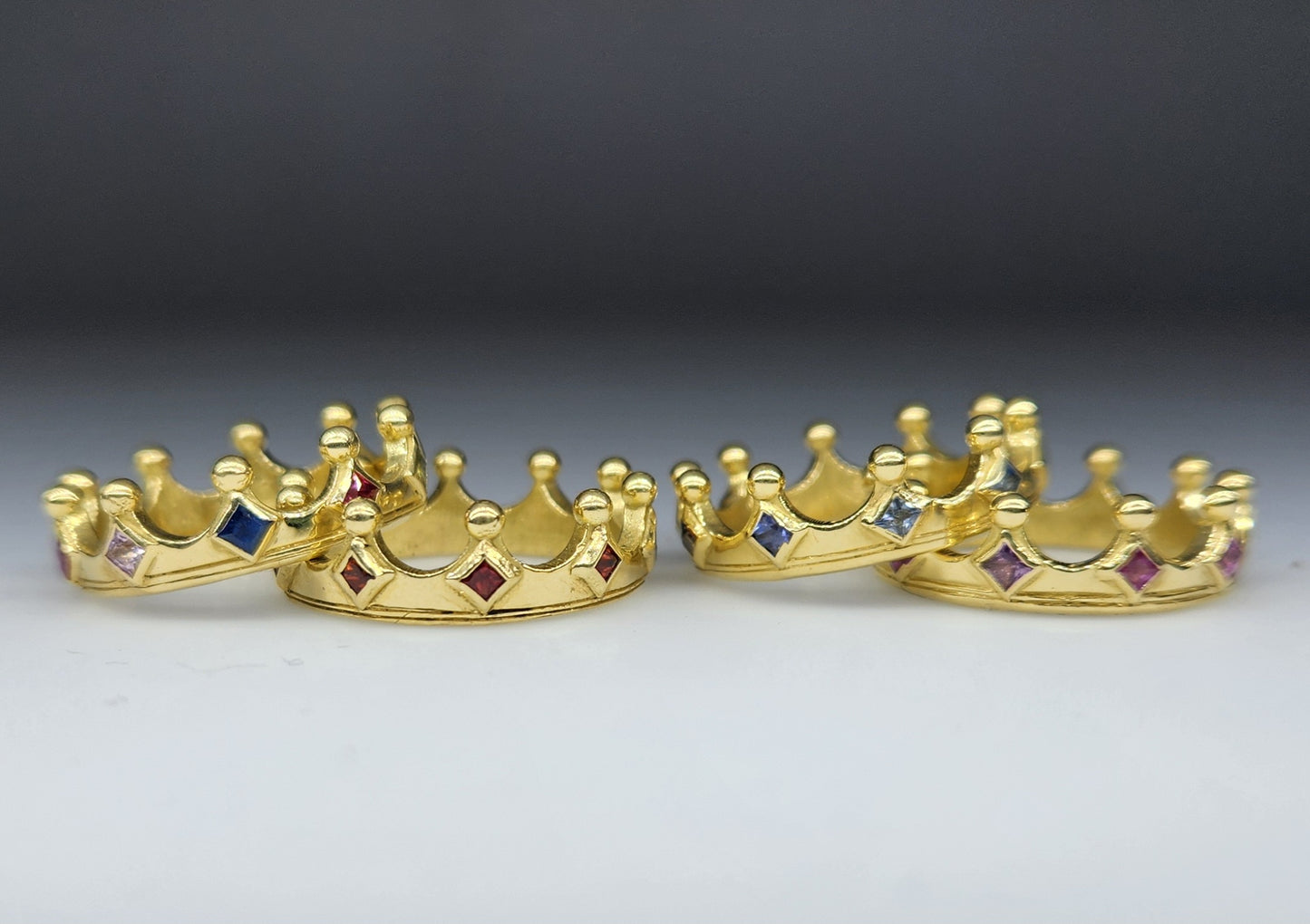MADE TO ORDER - 18k Gold Crown Ring Red Sapphire Gemstone Band