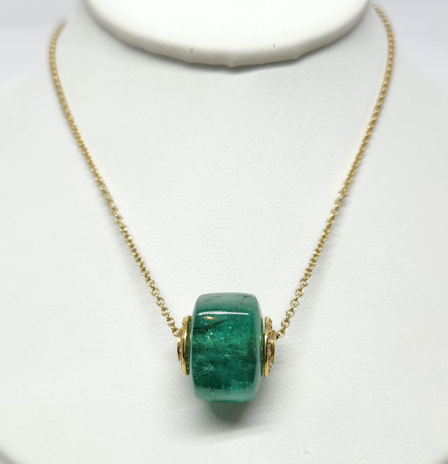 Emerald & Diamond Wheel Pendant - 14k Gold #392