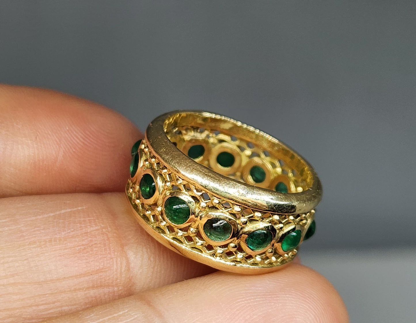 Emerald Ring 18k Gold Unisex Jewelry #395