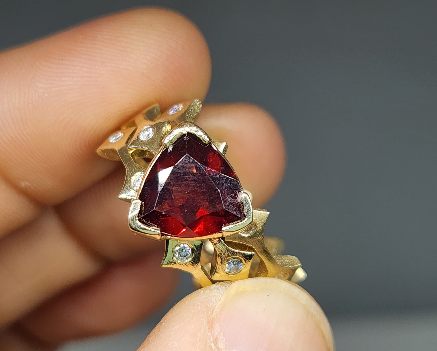 Made To Order - Red Garnet 14k Gold Three Stacking Ring Set