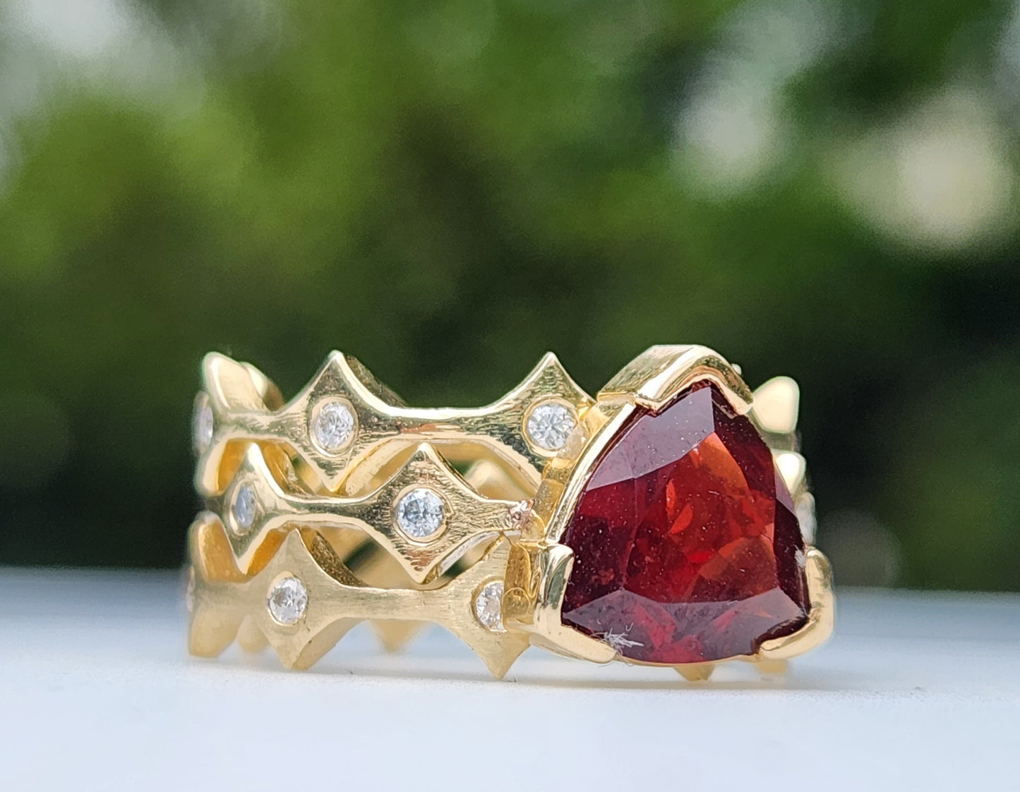 Made To Order - Red Garnet 14k Gold Three Stacking Ring Set