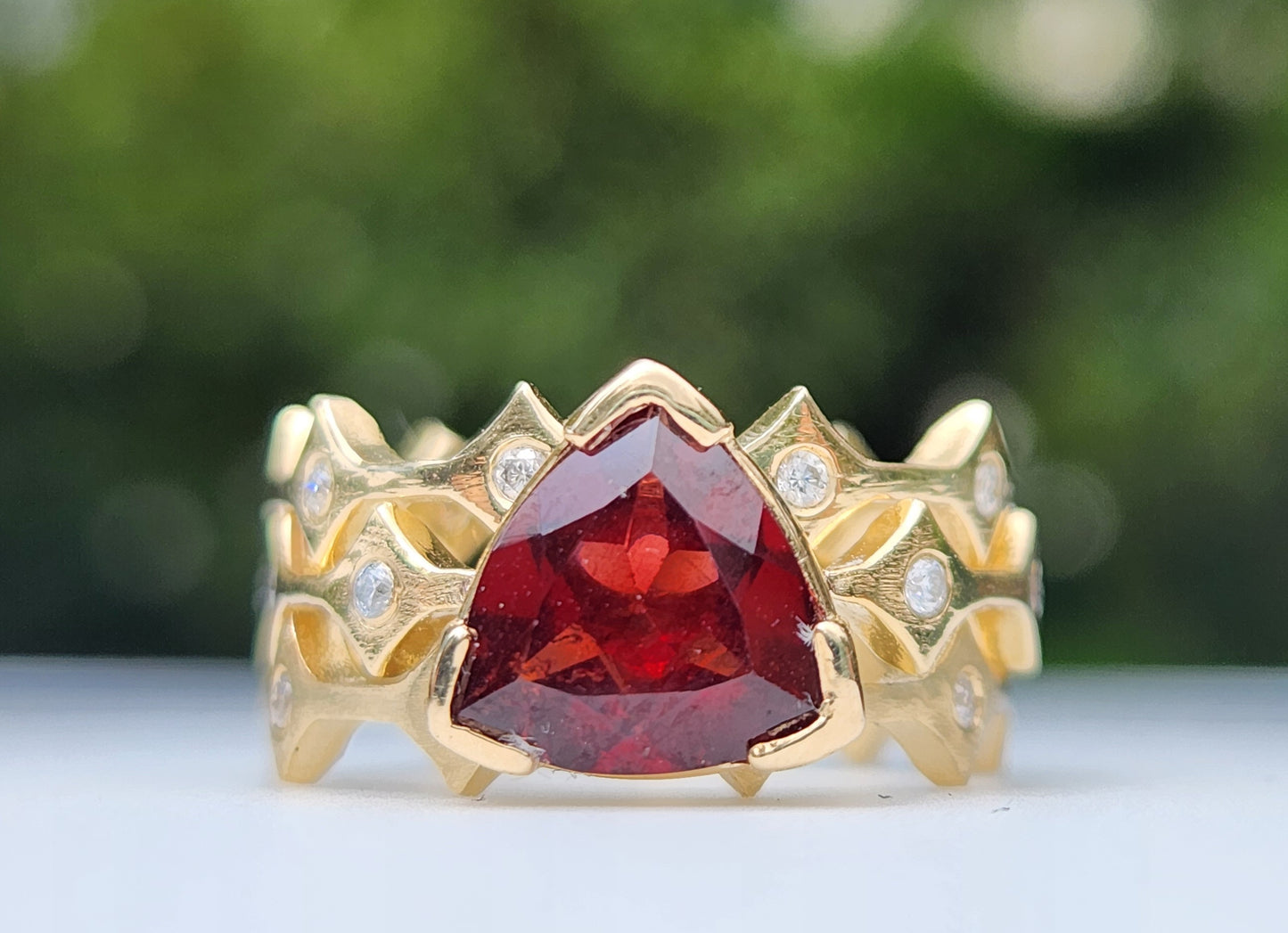 Made To Order - Red Garnet 14k Gold Three Stacking Ring Set