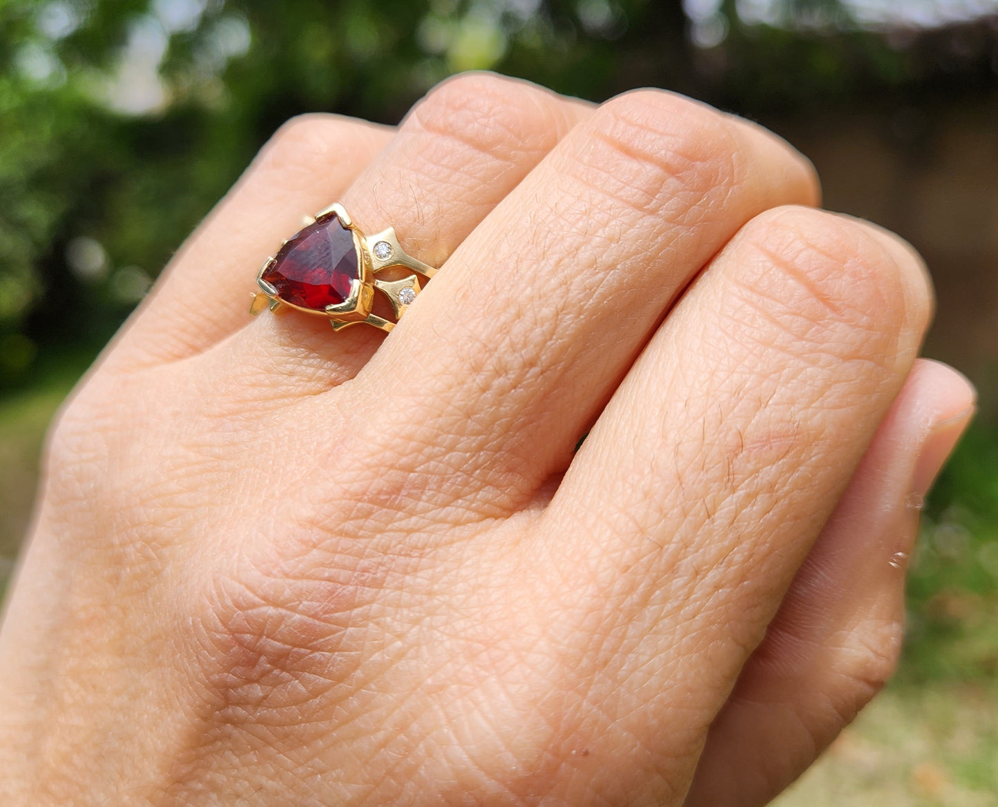 Made To Order - Red Garnet 14k Gold Three Stacking Ring Set