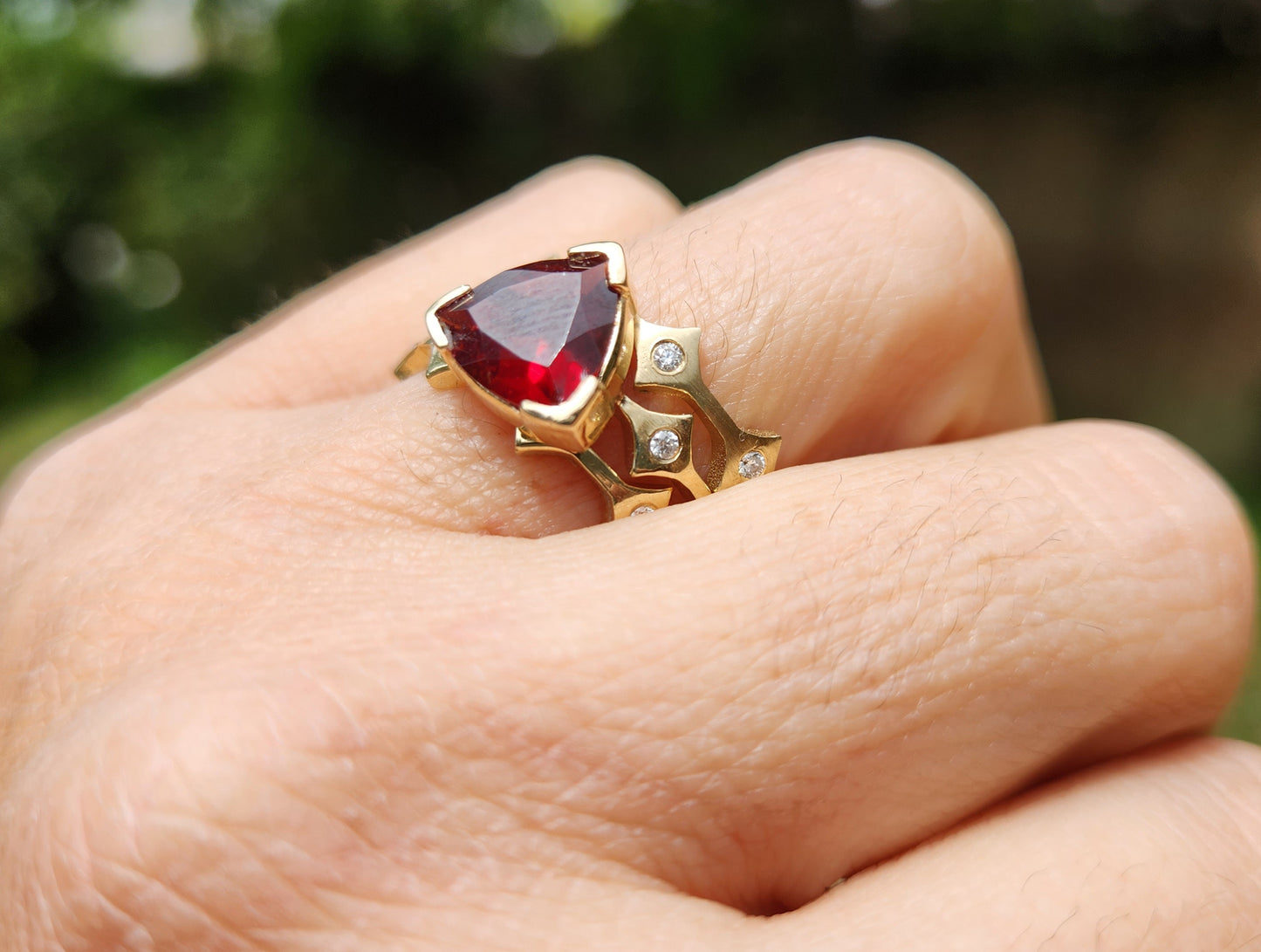 Made To Order - Red Garnet 14k Gold Three Stacking Ring Set