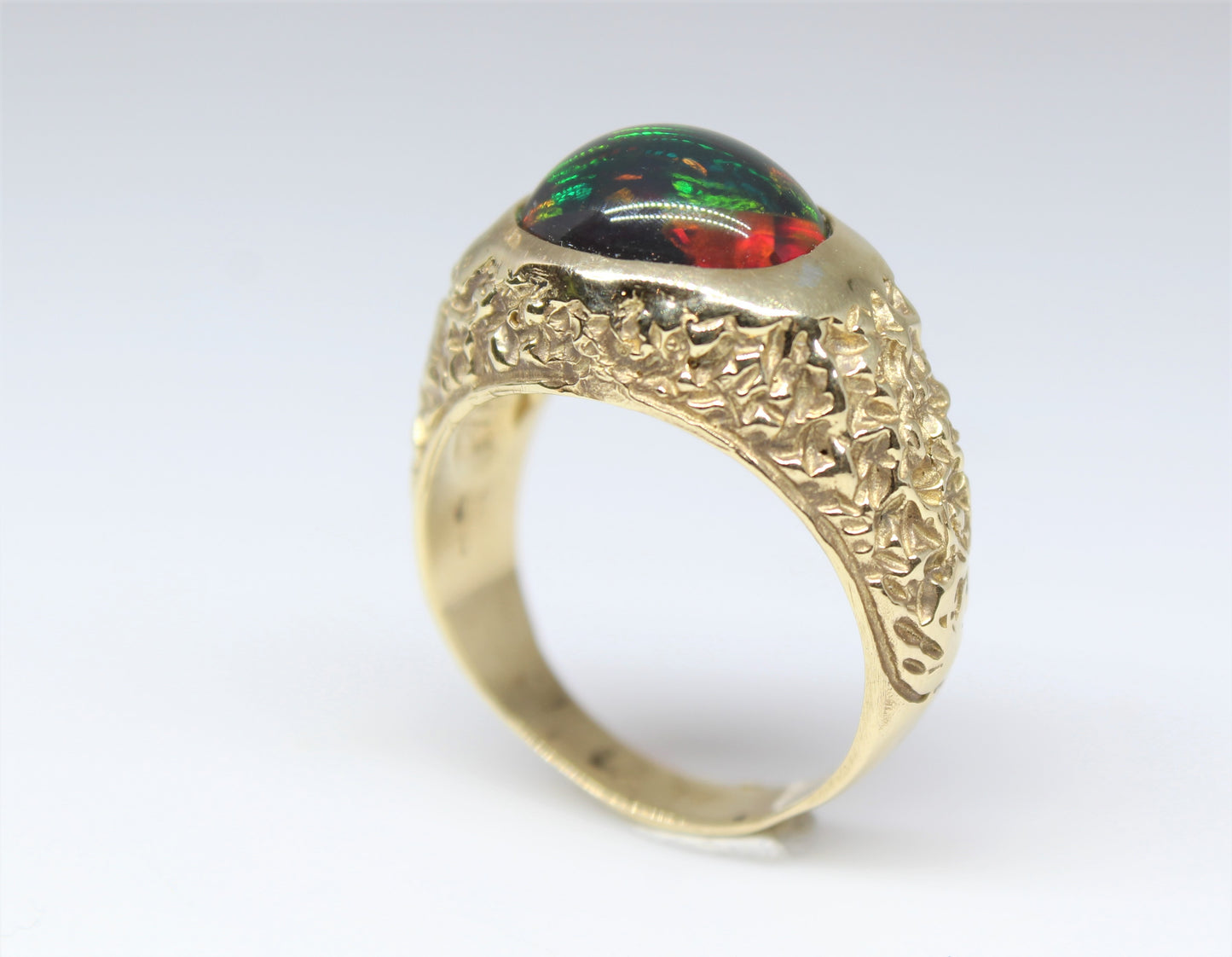 Black Opal Ring 14k Gold Men / Women Gemstone Jewelry #226