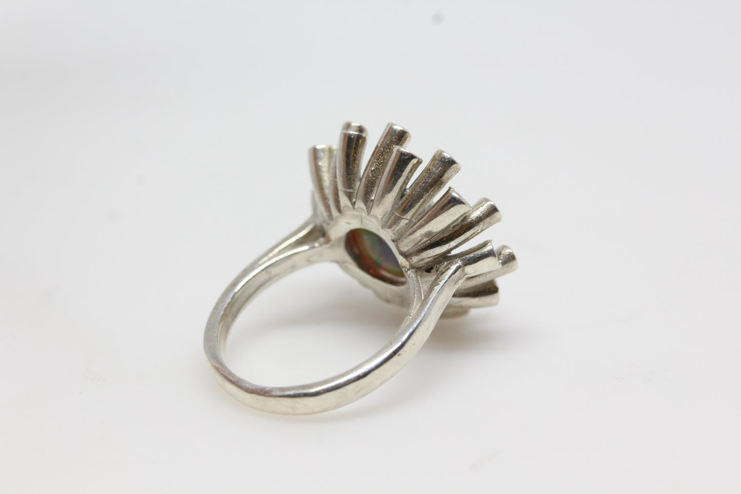 Black Opal & Sapphire Sterling Silver Ring - Gemstone Jewelry #233